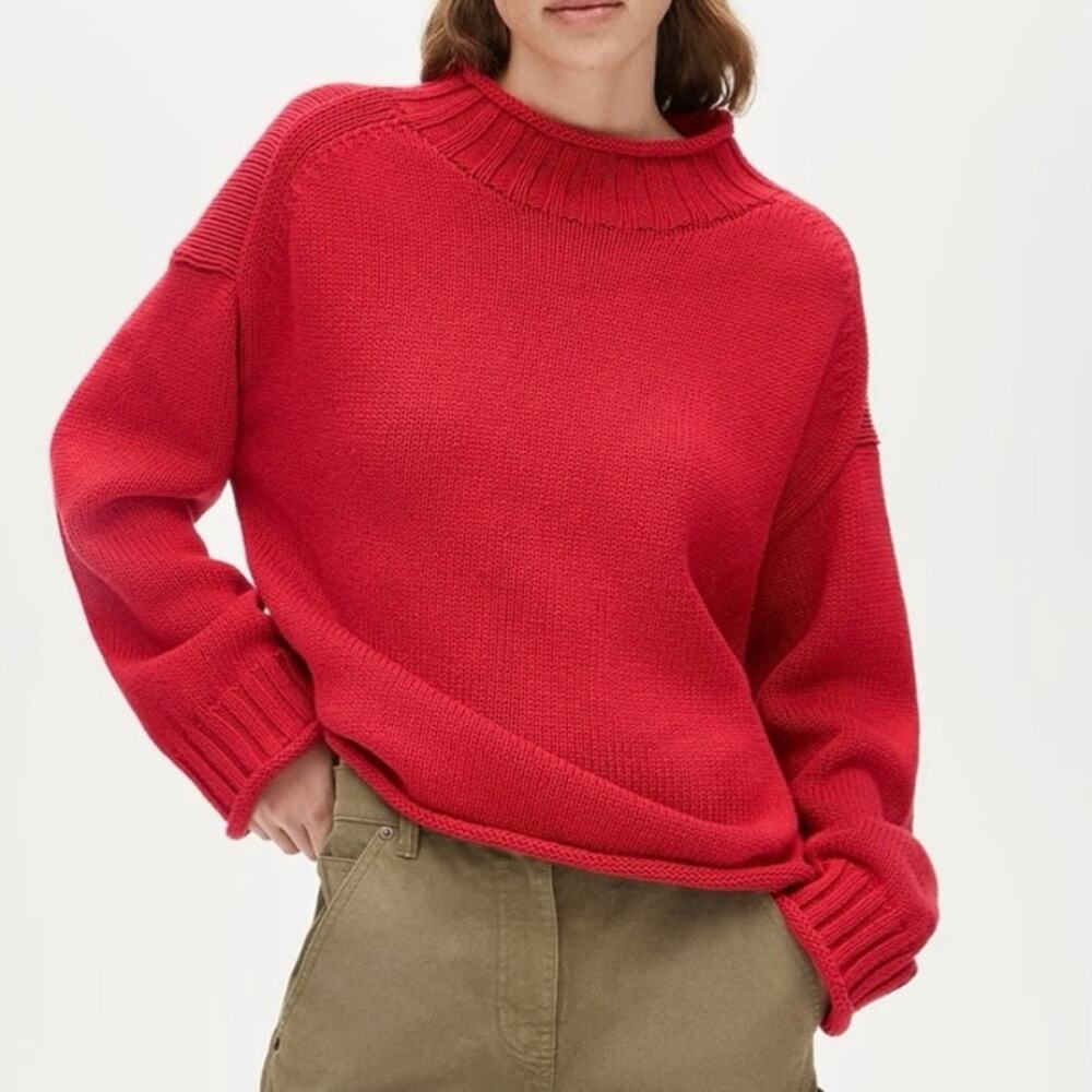J.Crew 2025 Rollneck Cotton Sweater Women’s Small Red CM712